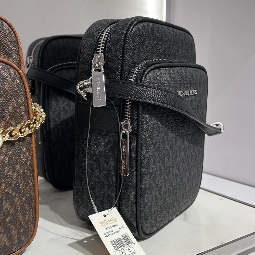 Michael Kors Women's Jet Set Travel Medium Logo Adult Crossbody Bag Black